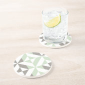 セージ緑とシルバー幾何学的ジグザグ コースター (側面)