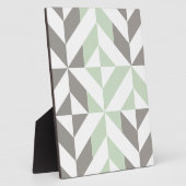 セージ緑とシルバー幾何学的ジグザグ フォトプラーク (側面)