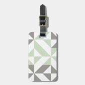 セージ緑とシルバー幾何学的ジグザグ ラゲッジタグ (正面縦)