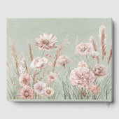 セージ緑とピンクの野結婚花 ゲストブック (裏面)