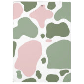 セージ緑とピンクよくはしゃぐの牛プリント クリップボード (裏面)