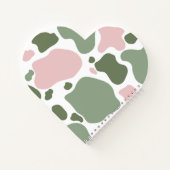 セージ緑とピンクよくはしゃぐの牛プリント ノートブック (裏面)