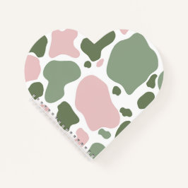 セージ緑とピンクよくはしゃぐの牛プリント ノートブック