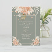 セージ緑とピーチウォーターの色のフローラ結婚ズ 招待状 (スタンド正面)