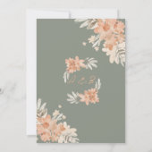 セージ緑とピーチウォーターの色のフローラ結婚ズ 招待状 (裏面)