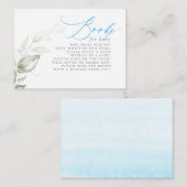 セージ緑とブルータイポグラフィのベビー本 エンクロージャーカード (正面/裏面)
