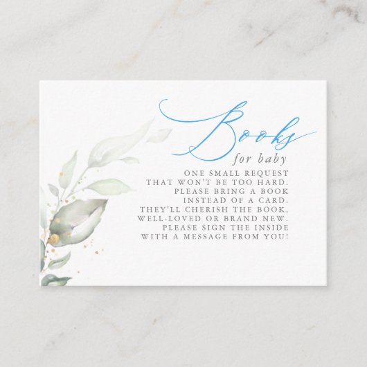 セージ緑とブルータイポグラフィのベビー本 エンクロージャーカード (正面)