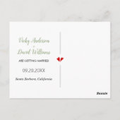 セージ緑と桃の結婚式Dateの写真を保存 ポストカード (裏面)