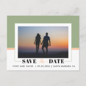 セージ緑と桃の結婚式Dateの写真を保存 ポストカード (正面)