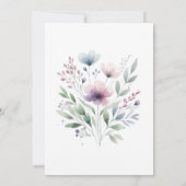 セージ緑と梅の紫の植物結婚の 招待状 (裏面)