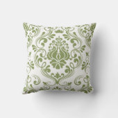 セージ緑と白のダマスクの花のパターエレガントン クッション (裏面)