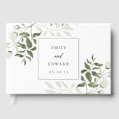 セージ緑と白のフローラ結婚ズ ゲストブック (正面)