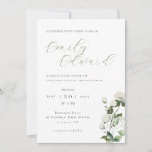 セージ緑と白のフローラ結婚ズ 招待状 (正面)