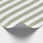 セージ緑と白の垂直ストライプ ラッピングペーパー (角)