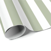セージ緑と白の垂直ストライプ ラッピングペーパー (ロールコーナー)