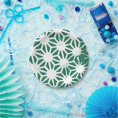 セージ緑と白の幾何学的パターン ペーパープレート (パーティー)