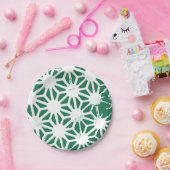 セージ緑と白の幾何学的パターン ペーパープレート (パーティー)