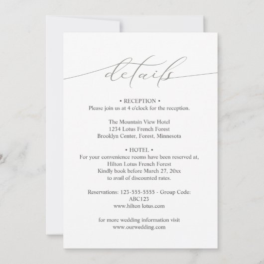 セージ緑と白の書シンプル道をすべて1つ 招待状 (裏面)