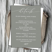 セージ緑と白の書道のシンプル エンクロージャーカード