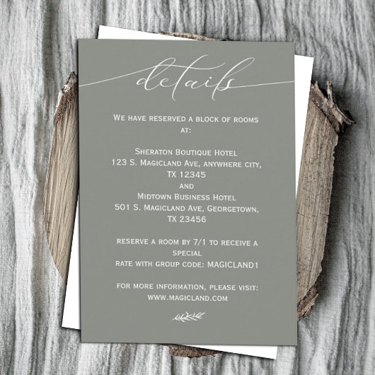 セージ緑と白の書道のシンプル エンクロージャーカード