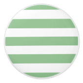 セージ緑と白の水平のストライプ セラミックノブ (正面)