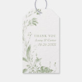 セージ緑と白の花の枝結婚付き ギフトタグ (裏面)