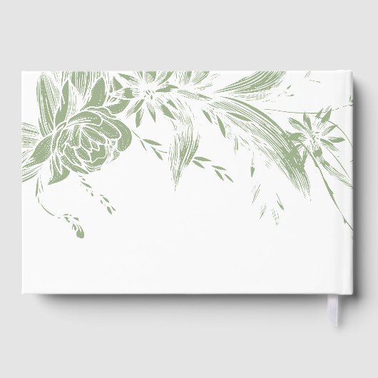 セージ緑と白の花の枝結婚付き ゲストブック (裏面)