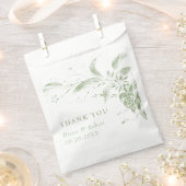 セージ緑と白の花の枝結婚付き フェイバーバッグ (クリップ留めされた状態)