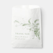 セージ緑と白の花の枝結婚付き フェイバーバッグ (正面)