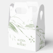 セージ緑と白の花の枝結婚付き フェイバーボックス (オープン)