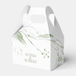 セージ緑と白の花の枝結婚付き フェイバーボックス