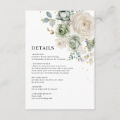 セージ緑と白の花結婚の詳細 エンクロージャーカード (正面)