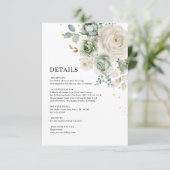 セージ緑と白の花結婚の詳細 エンクロージャーカード (スタンド正面)