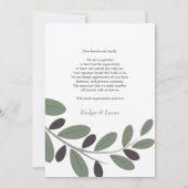 セージ緑と白結婚の花の写真 サンキューカード (裏面)
