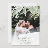 セージ緑と白結婚の花の写真 サンキューカード (正面)