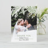 セージ緑と白結婚の花の写真 サンキューカード (スタンド正面)