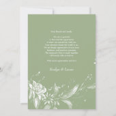 セージ緑と白結婚の花の写真 サンキューカード (裏面)