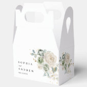 セージ緑と白結婚の花 フェイバーボックス (見開き)