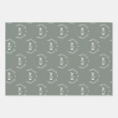 セージ緑と白 | イニシャルモダンモノグラム ラッピングペーパーシート (正面2)