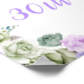 セージ緑と紫のフローラ誕生日へようこそ ポスター (角)