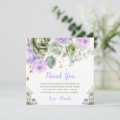 セージ緑と紫のフローラSweet sixteen サンキューカード (スタンド正面)