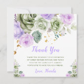 セージ緑と紫のフローラSweet sixteen サンキューカード (正面)