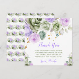 セージ緑と紫のフローラSweet sixteen サンキューカード