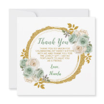 セージ緑と金ゴールドエレガントの花Sweet sixteen