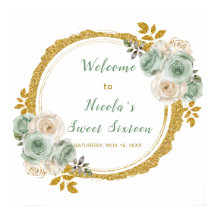 セージ緑と金ゴールドエレガントの花Sweet sixteen