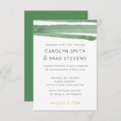 セージ緑と金ゴールドストライプの水結婚色 招待状 (正面/裏面)