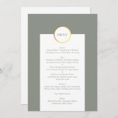 セージ緑と金箔サークルモノグラム結婚ズ メニュー (正面/裏面)