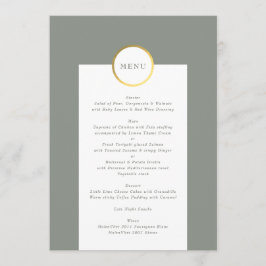 セージ緑と金箔サークルモノグラム結婚ズ メニュー