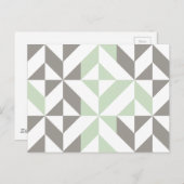 セージ緑と銀の幾何学的なデコキューブパターン ポストカード (正面/裏面)
