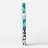 セージ緑と青、黒と白のドット抽象芸術 Case-Mate iPhoneケース (裏面 / 右)